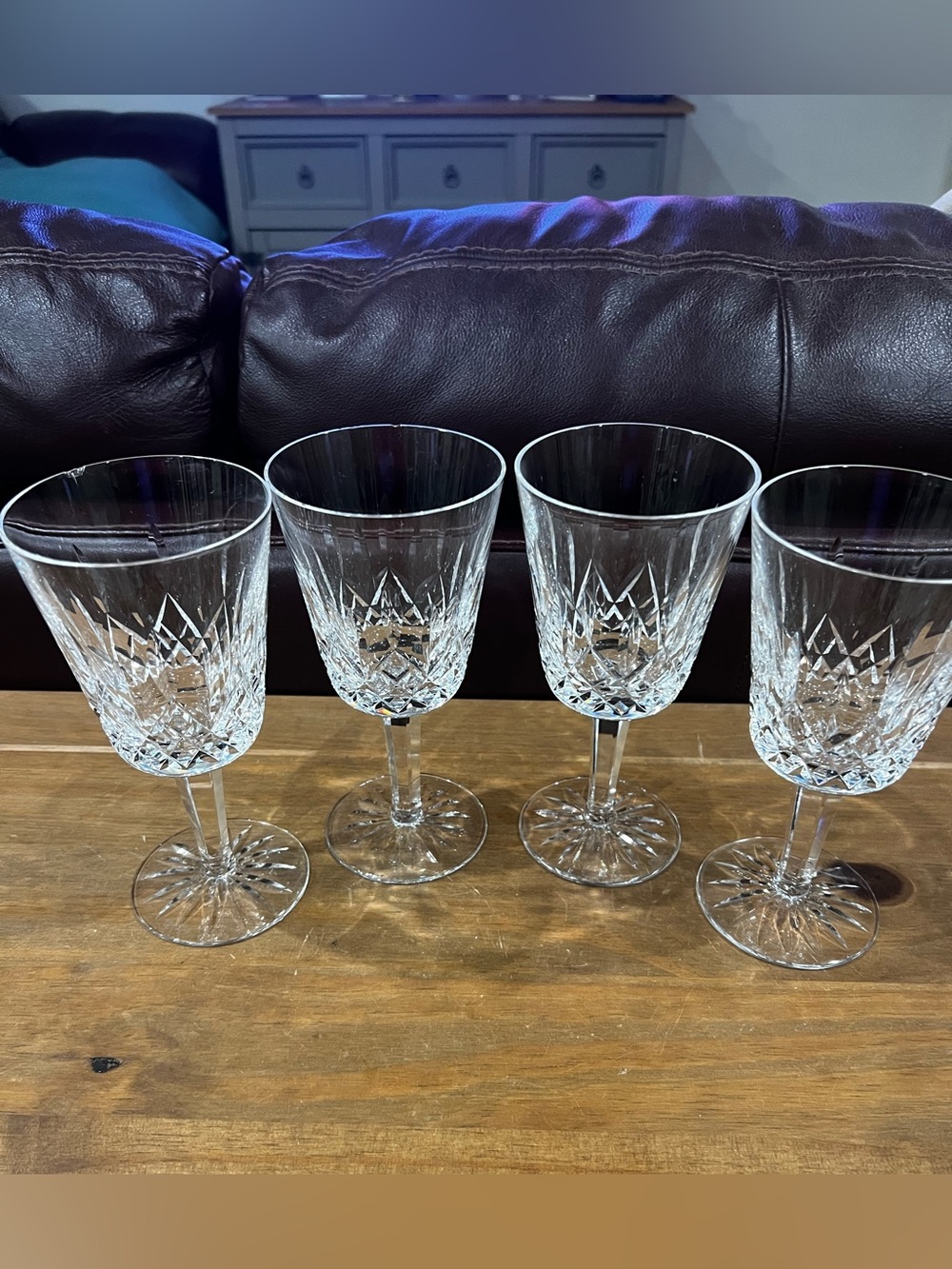 Waterford Crystal Lismore water goblets in excellent condition. 7”tall and 3.4”